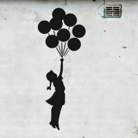 Banksy - The Girl with the Balloons Panoramic wallpaper