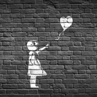 Banksy - The Girl with Balloons Panoramic wallpaper