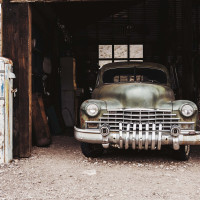Vintage Car Garage Panoramic wallpaper