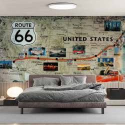 Vintage USA Route 66 Car Panoramic wallpaper