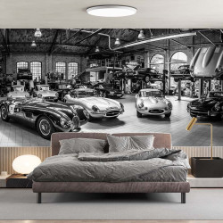 Vintage Garage Panoramic Wallpaper