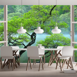 Eye catcher Forest Window Panoramic Wallpaper