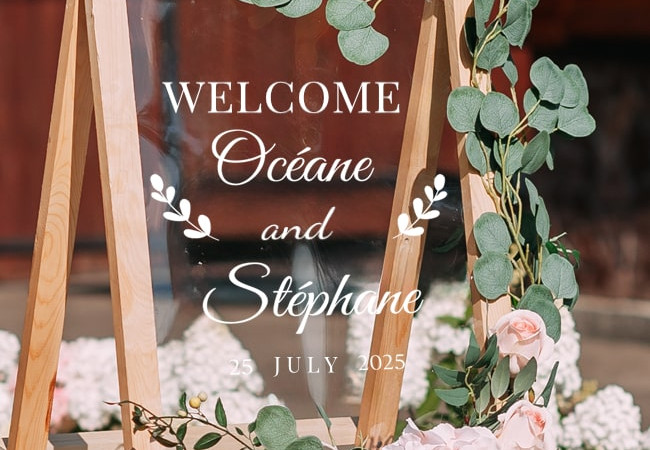 Wedding welcome sign stickers